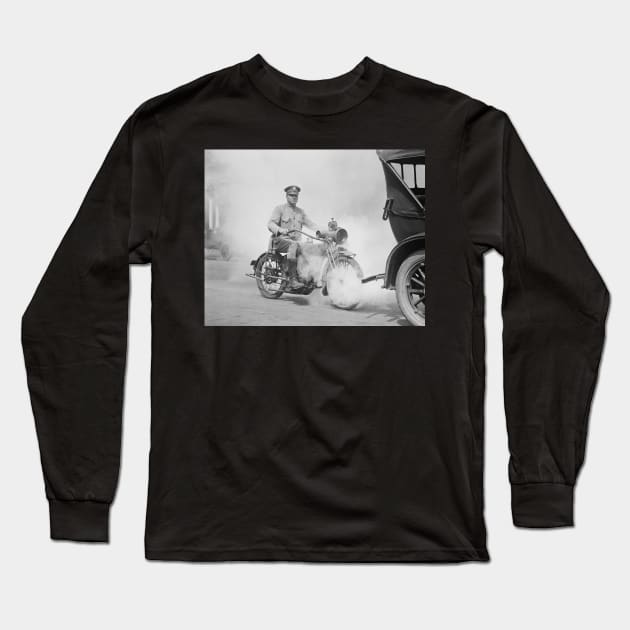 Motorcycle Policeman on Duty, 1923. Vintage Photo Long Sleeve T-Shirt by historyphoto